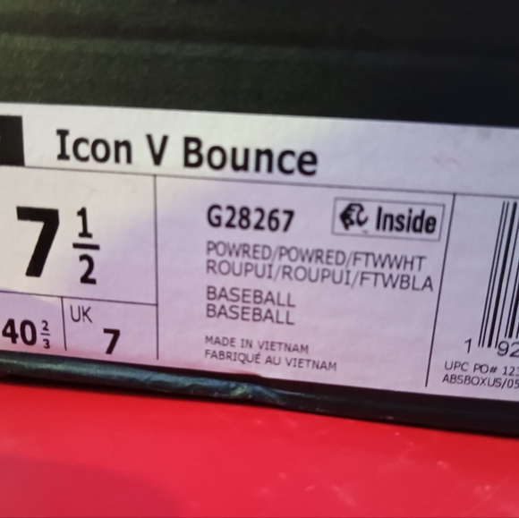 ADIDAS ICON V BOUNCE RED/WHITE BASEBALL /SOFTBALL CLEATS MEN’S  SIZE 7.5 NEW - Picture 5 of 7